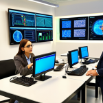 ** A vibrant, modern university research lab in Italy. Professors, students, and business professionals collaborate around a table covered with high-tech equipment and data displays. The atmosphere is bright and collaborative, symbolizing the partnership between academia and industry for innovation. Focus on energy, biomedicine, or ICT sector elements.

**