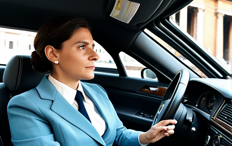 지식생태계 내의 지식 공유 문화 - **Prompt:** A professional woman in a modest business suit, listening to a podcast about Italian art...